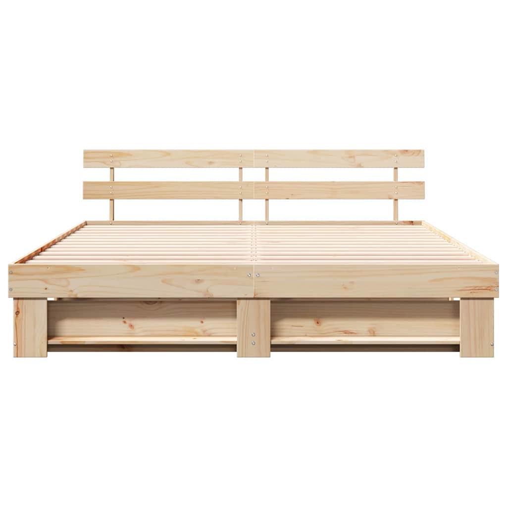 vidaXL Ramka łóżka Brązowy 200 x 200 cm Lite drewno sosnowe