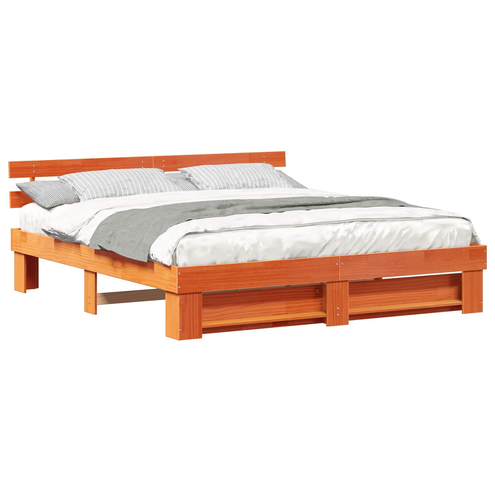 vidaXL Ramka łóżka Brązowy 200 x 200 cm Lite drewno sosnowe