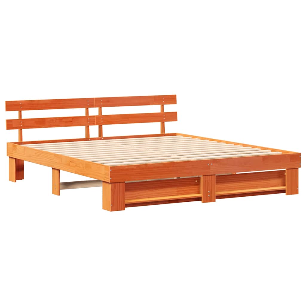 vidaXL Ramka łóżka Brązowy 200 x 200 cm Lite drewno sosnowe