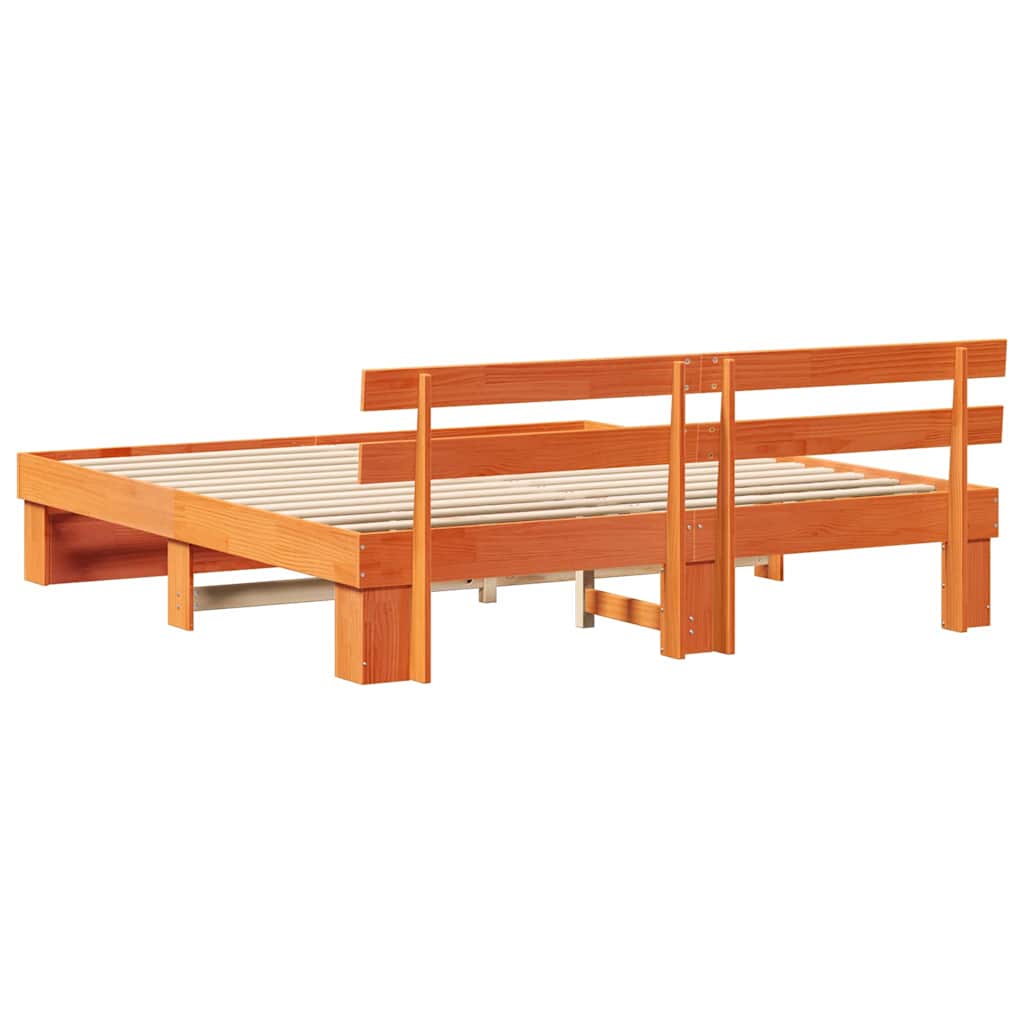 vidaXL Ramka łóżka Brązowy 200 x 200 cm Lite drewno sosnowe