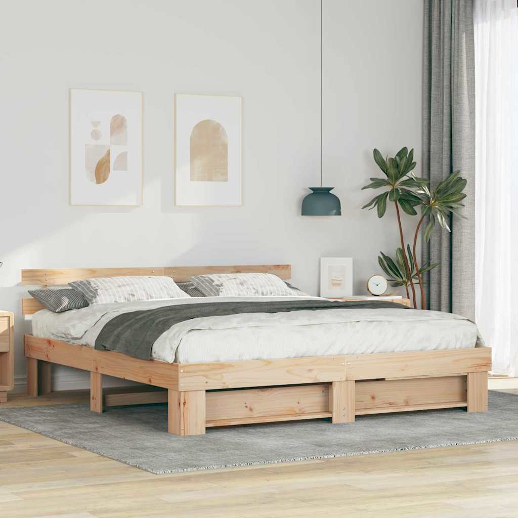 vidaXL Ramka łóżka Brązowy 180 x 200 cm Lite drewno sosnowe