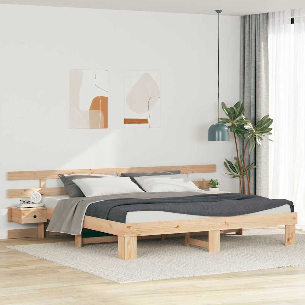 vidaXL Ramka łóżka Brązowy 200 x 200 cm Lite drewno sosnowe