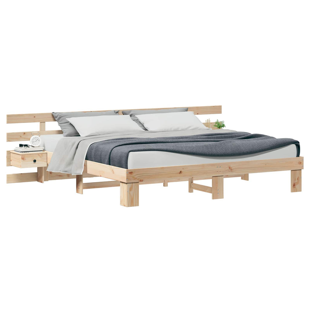 vidaXL Ramka łóżka Brązowy 200 x 200 cm Lite drewno sosnowe