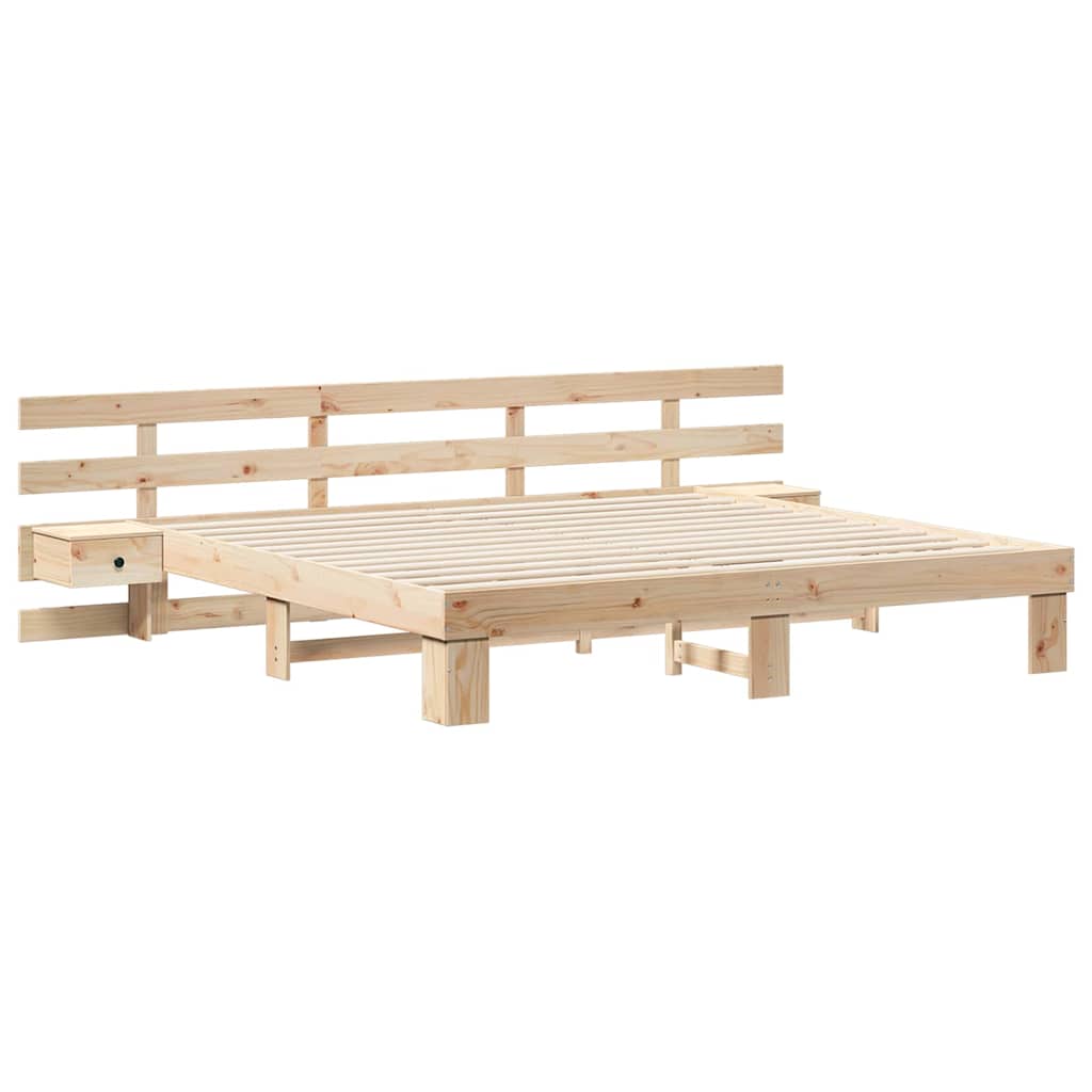 vidaXL Ramka łóżka Brązowy 200 x 200 cm Lite drewno sosnowe
