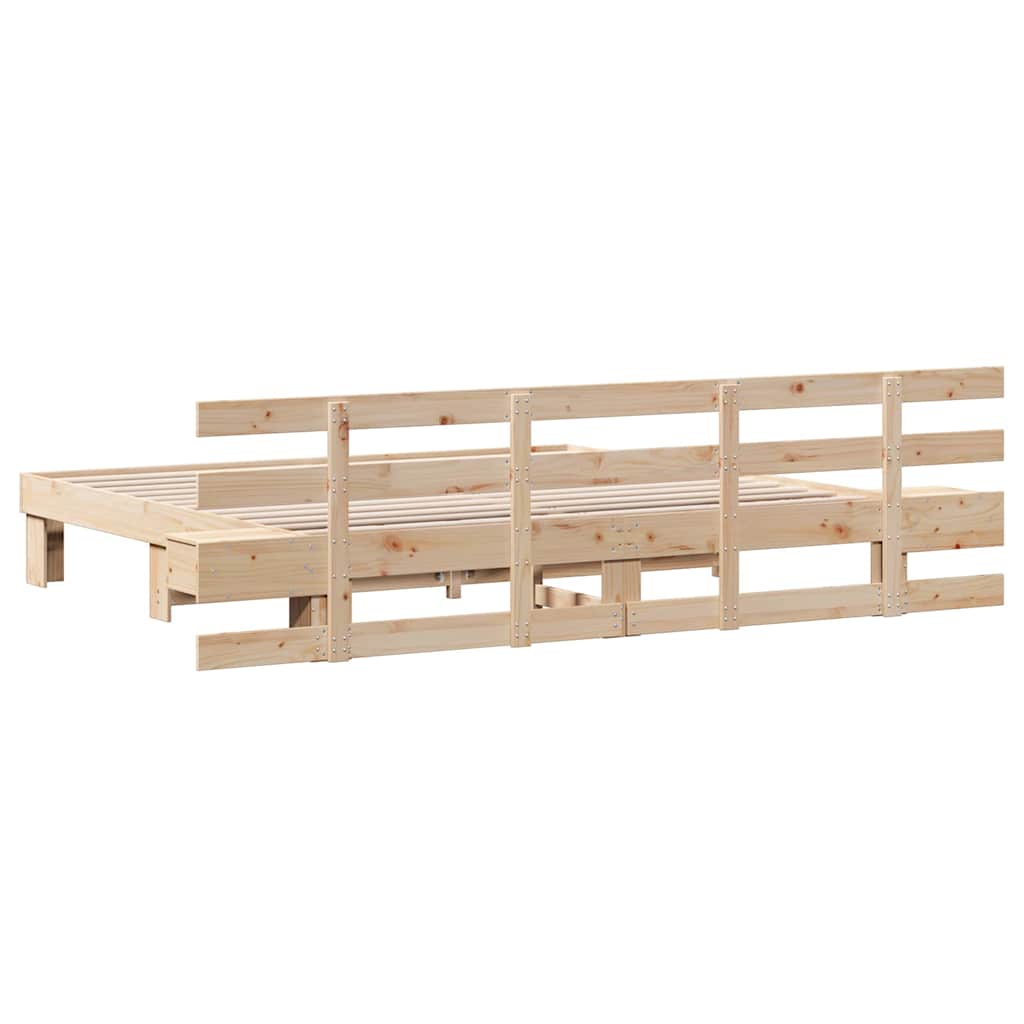 vidaXL Ramka łóżka Brązowy 200 x 200 cm Lite drewno sosnowe