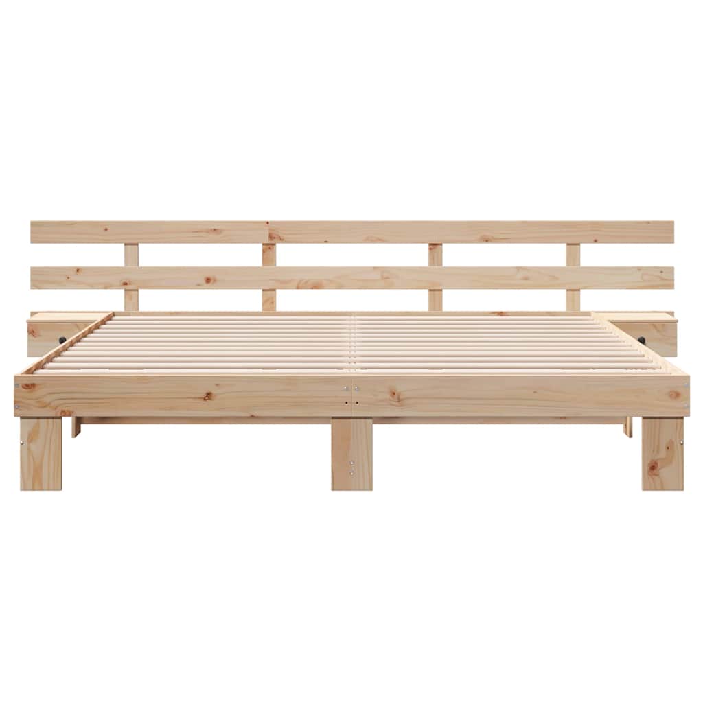 vidaXL Ramka łóżka Brązowy 200 x 200 cm Lite drewno sosnowe