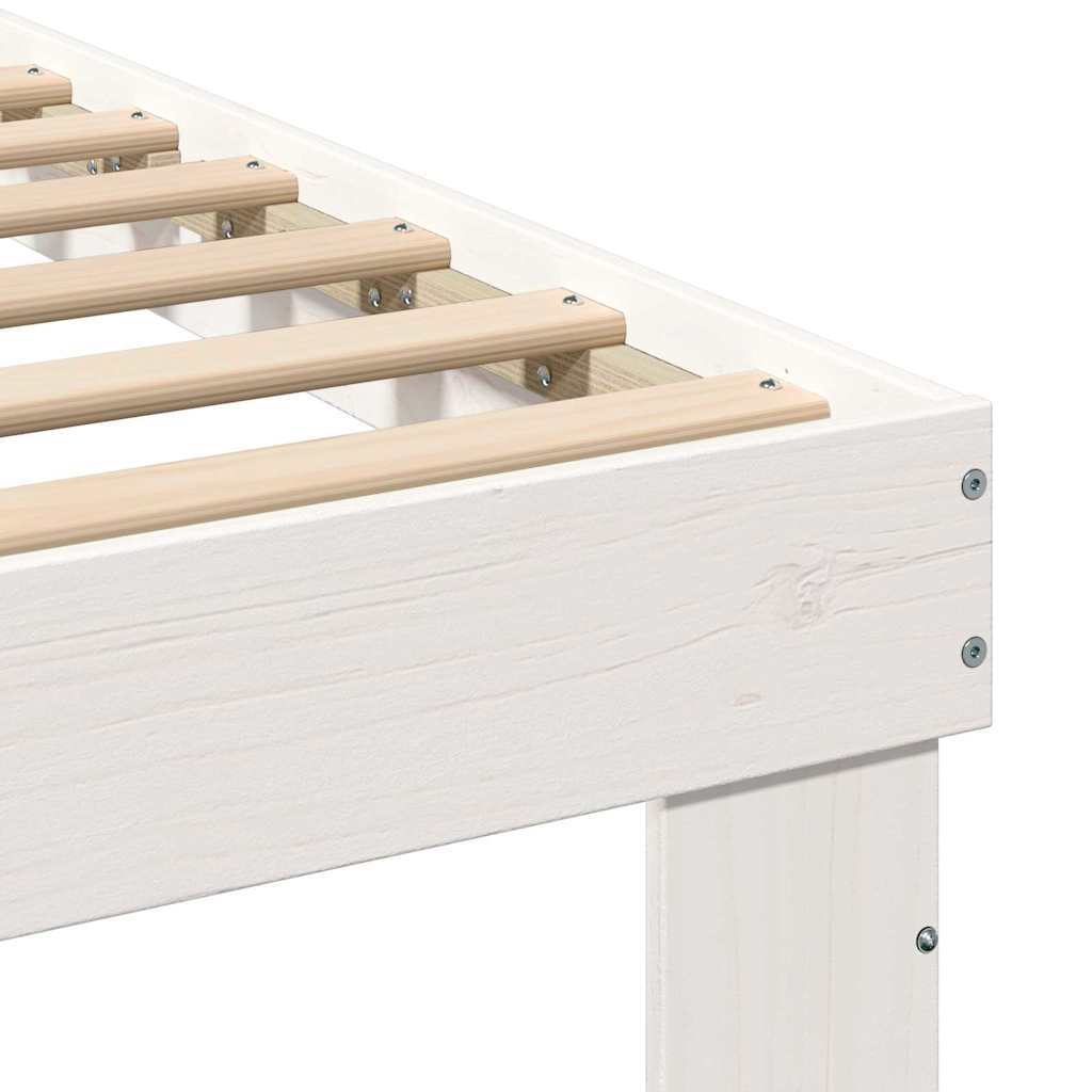 vidaXL Ramka łóżka Z zagłówkiem Biały 200 x 200 cm Lite drewno sosnowe