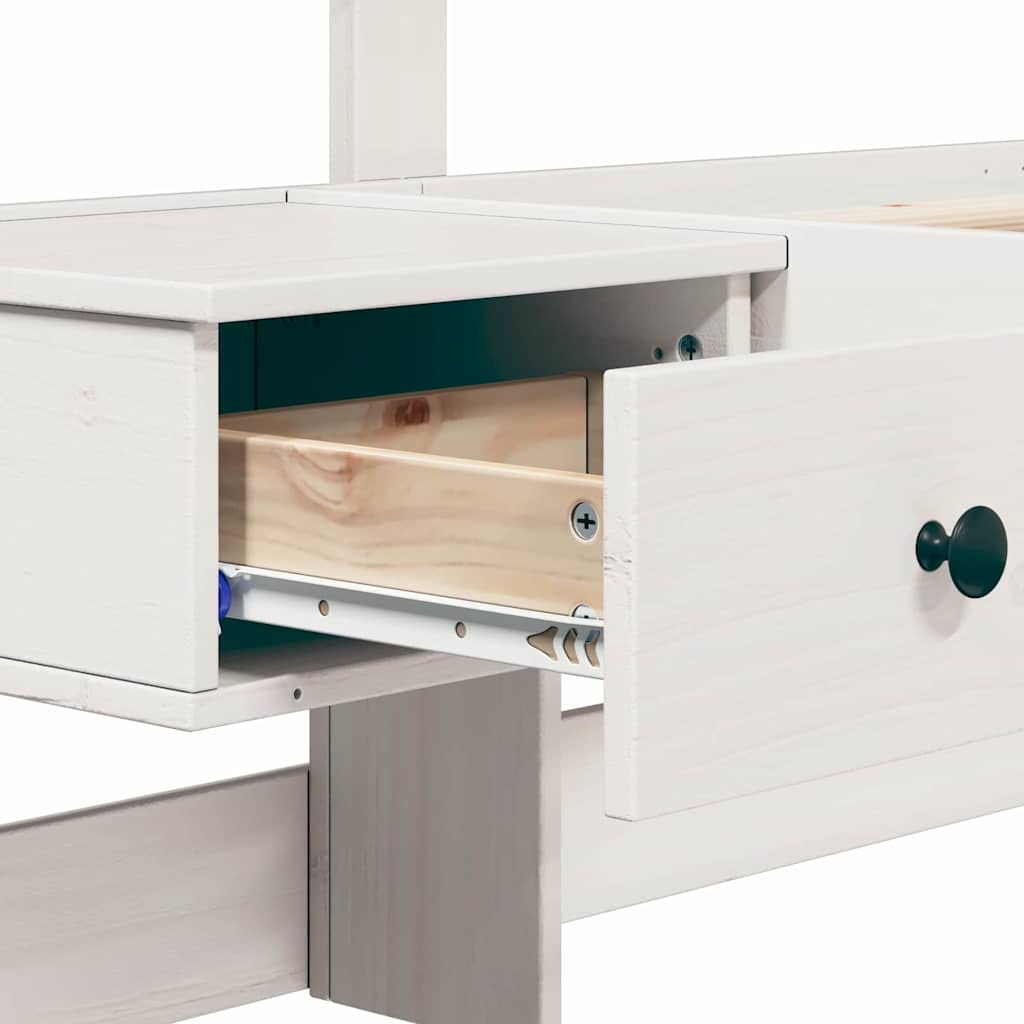 vidaXL Ramka łóżka Z zagłówkiem Biały 200 x 200 cm Lite drewno sosnowe