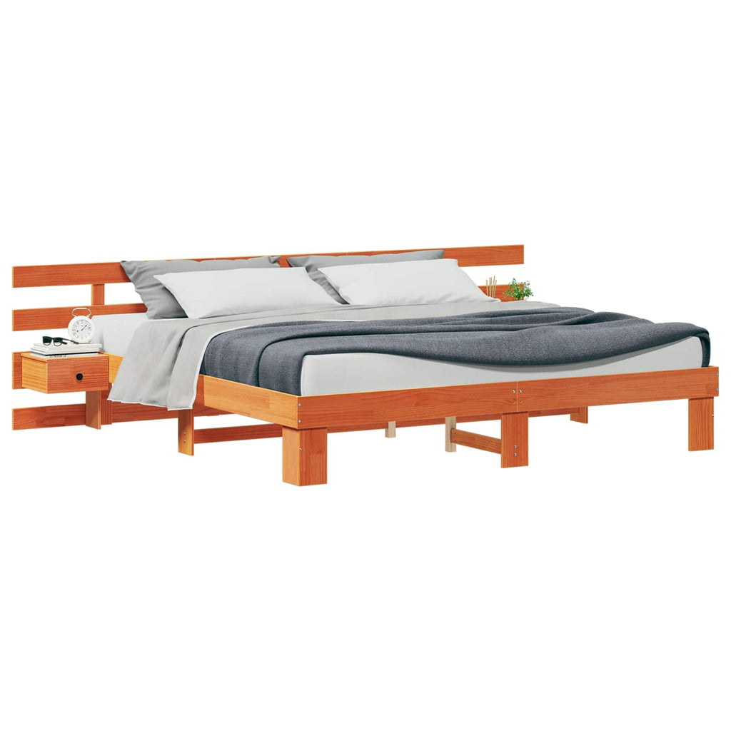 vidaXL Ramka łóżka Brązowy 200 x 200 cm Lite drewno sosnowe