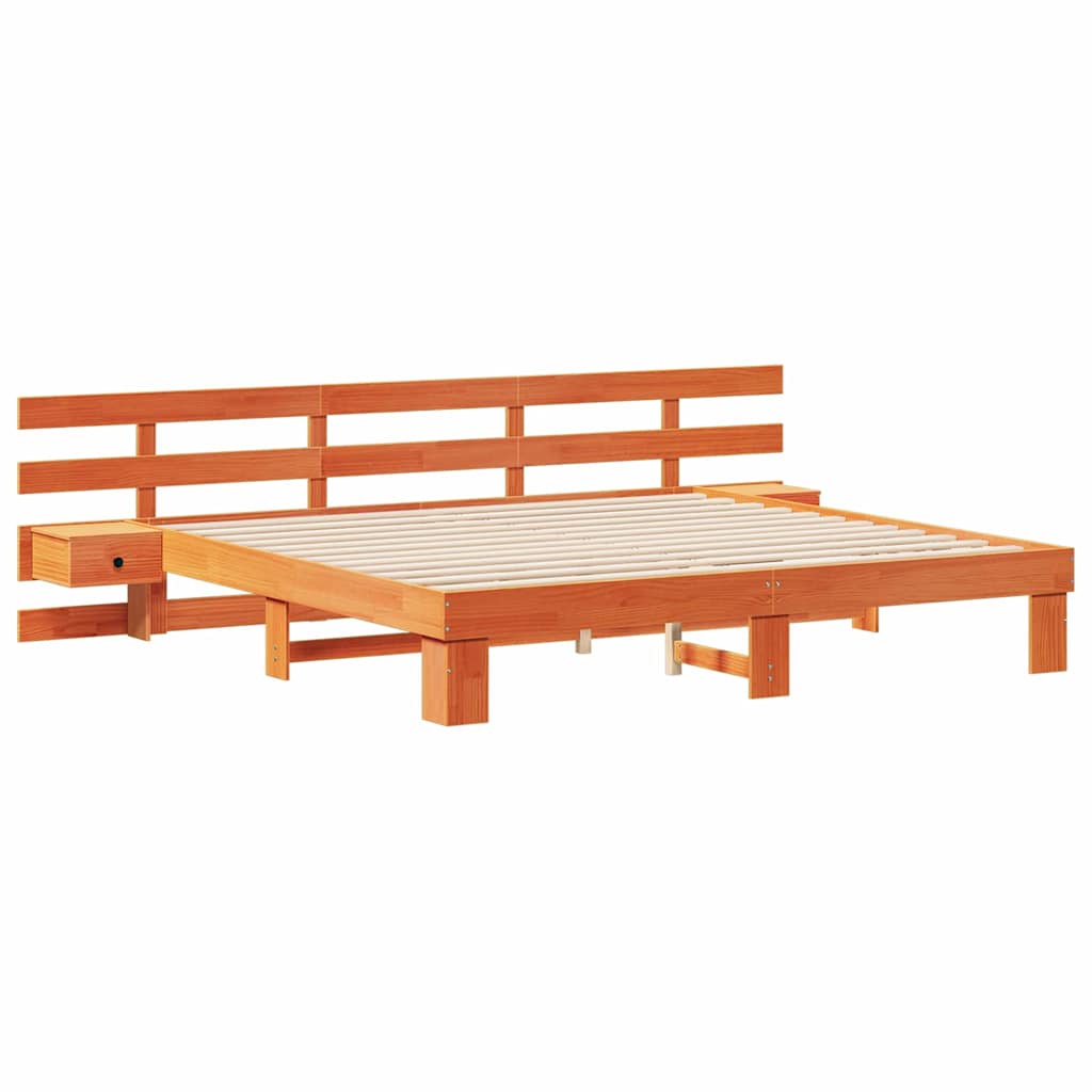 vidaXL Ramka łóżka Brązowy 200 x 200 cm Lite drewno sosnowe
