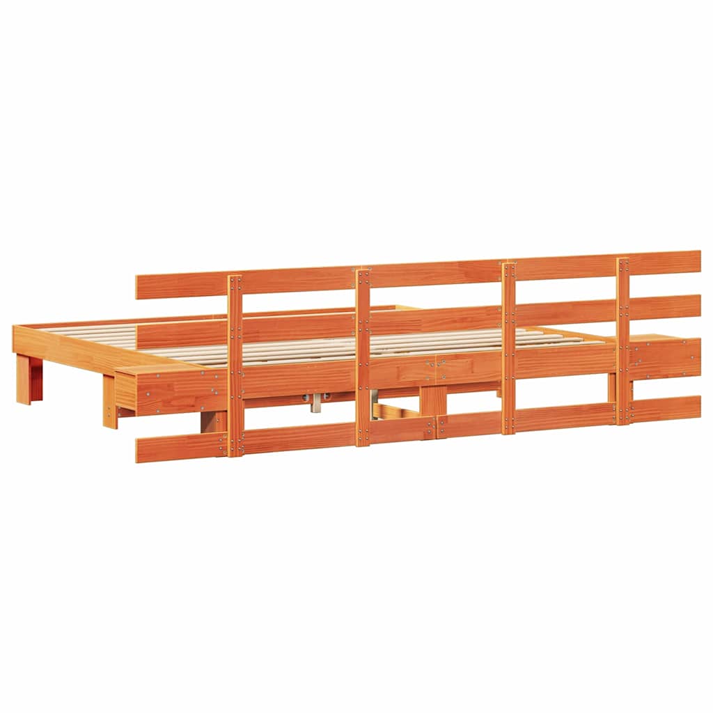 vidaXL Ramka łóżka Brązowy 200 x 200 cm Lite drewno sosnowe