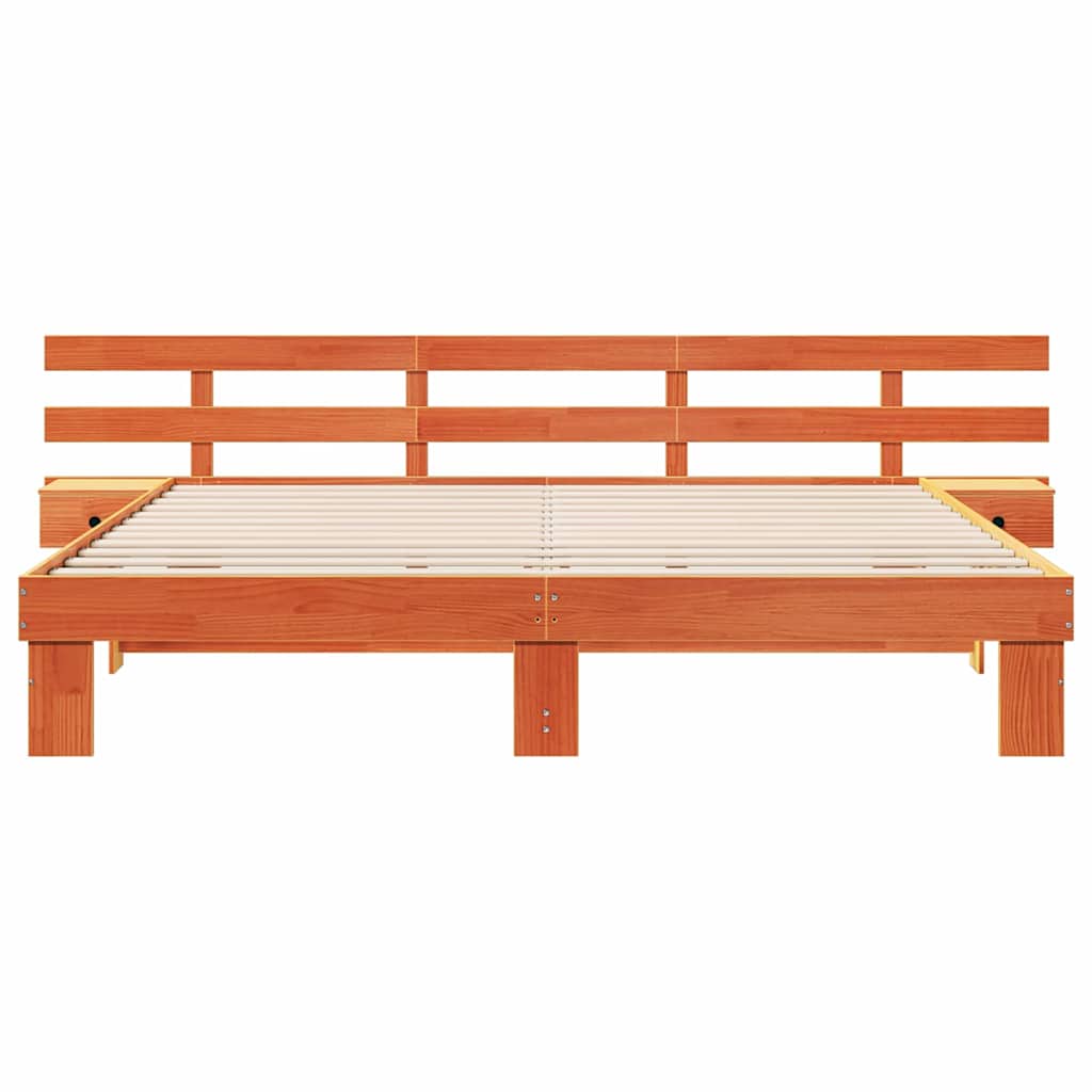 vidaXL Ramka łóżka Brązowy 200 x 200 cm Lite drewno sosnowe
