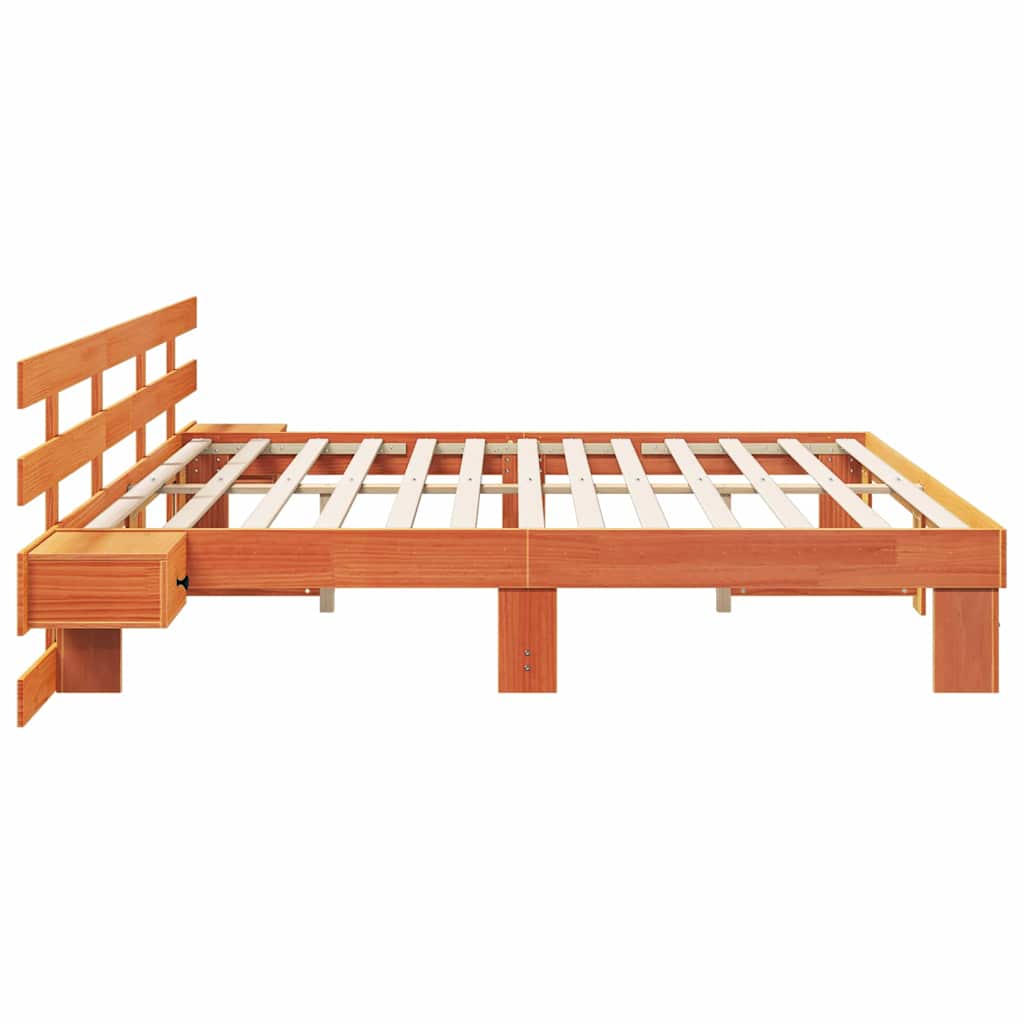 vidaXL Ramka łóżka Brązowy 200 x 200 cm Lite drewno sosnowe