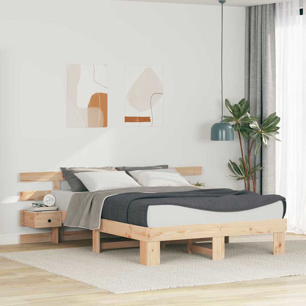 vidaXL Ramka łóżka Brązowy 150 x 200 cm Lite drewno sosnowe