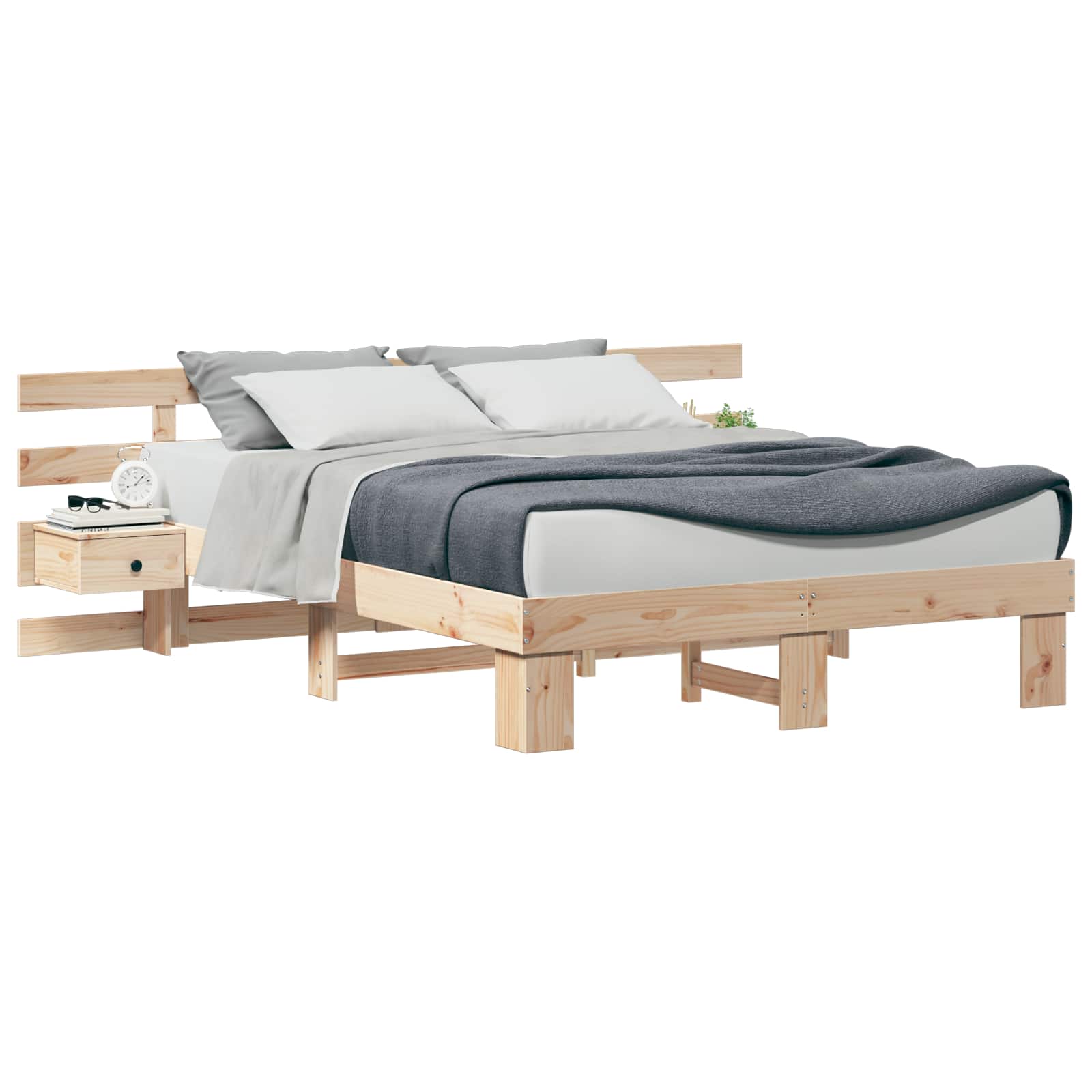vidaXL Ramka łóżka Brązowy 150 x 200 cm Lite drewno sosnowe
