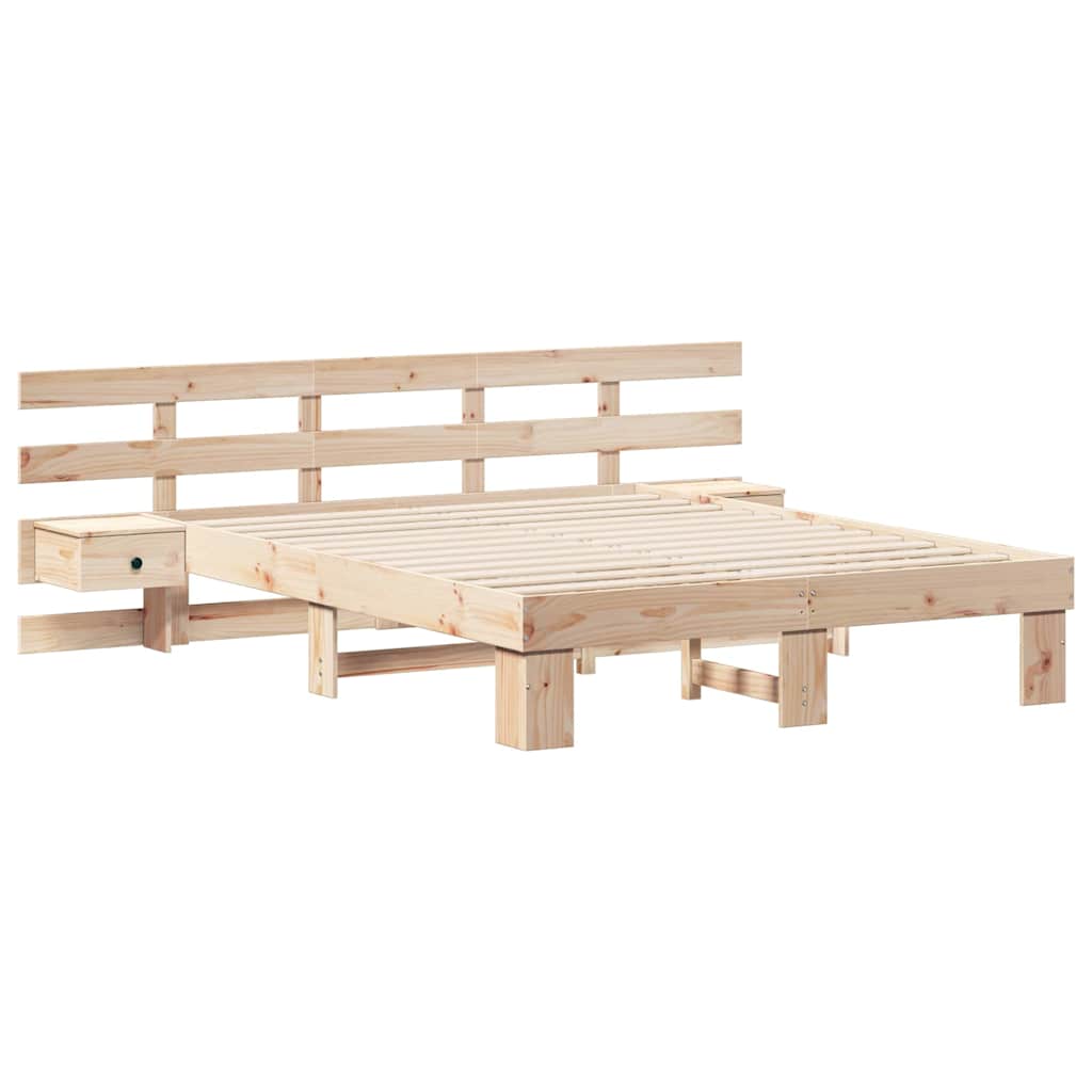 vidaXL Ramka łóżka Brązowy 150 x 200 cm Lite drewno sosnowe