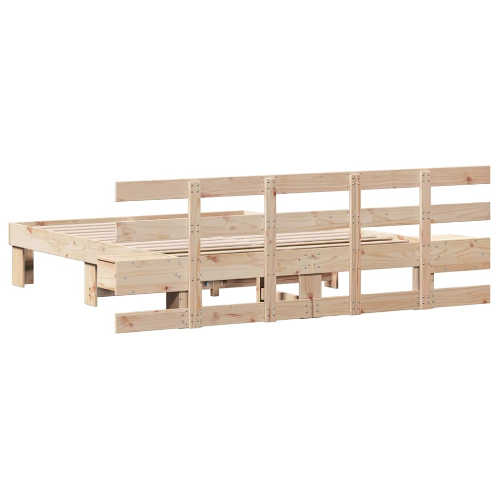 vidaXL Ramka łóżka Brązowy 150 x 200 cm Lite drewno sosnowe