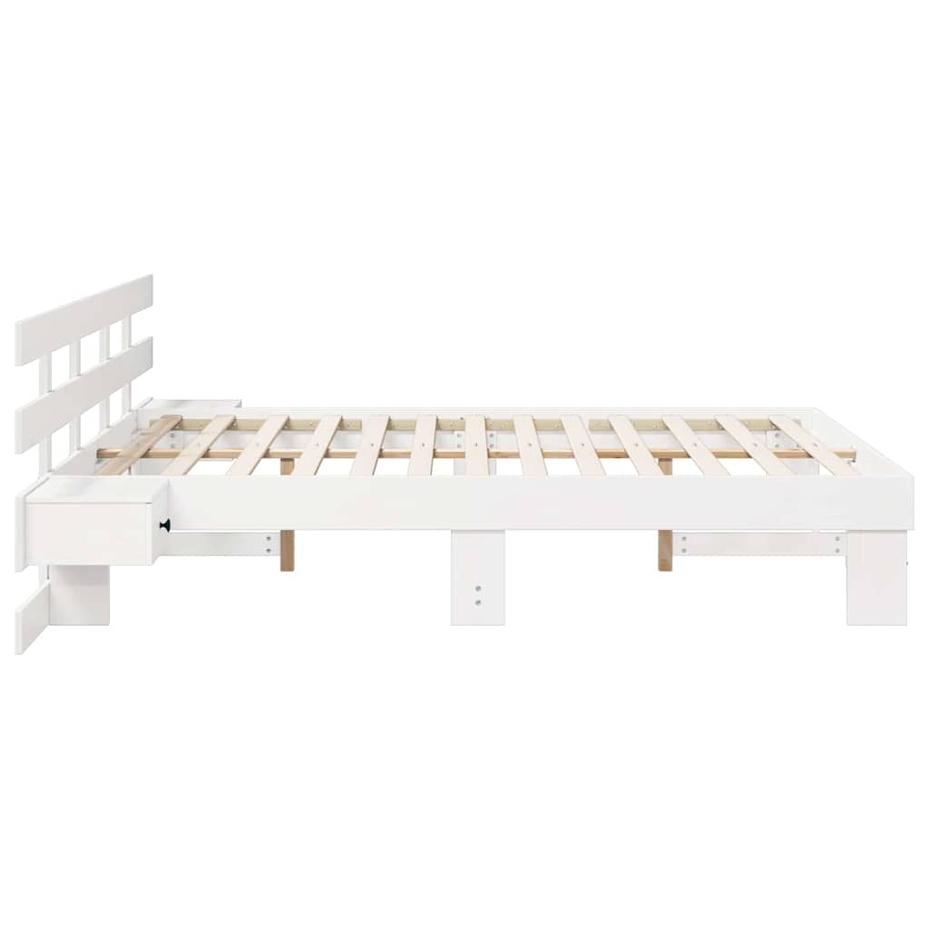 vidaXL Ramka łóżka Z zagłówkiem Biały 150 x 200 cm Lite drewno sosnowe