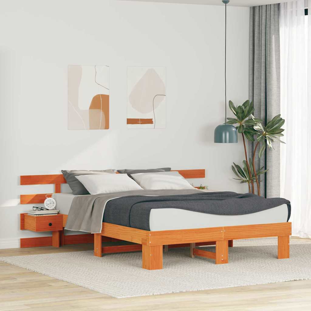 vidaXL Ramka łóżka Brązowy 150 x 200 cm Lite drewno sosnowe