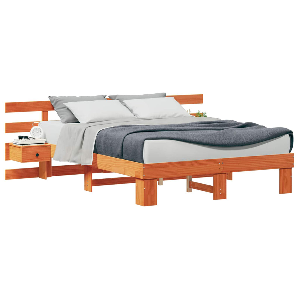 vidaXL Ramka łóżka Brązowy 150 x 200 cm Lite drewno sosnowe