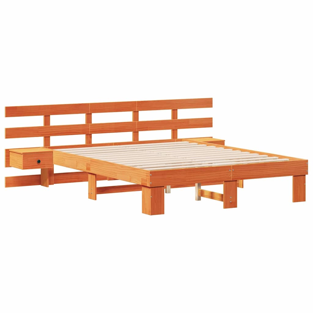 vidaXL Ramka łóżka Brązowy 150 x 200 cm Lite drewno sosnowe