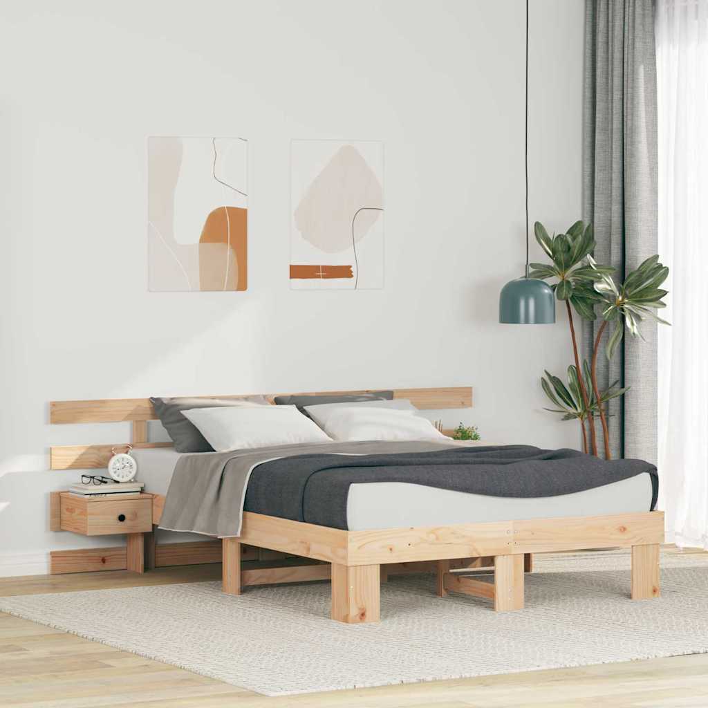 vidaXL Ramka łóżka Brązowy 135 x 190 cm Lite drewno sosnowe