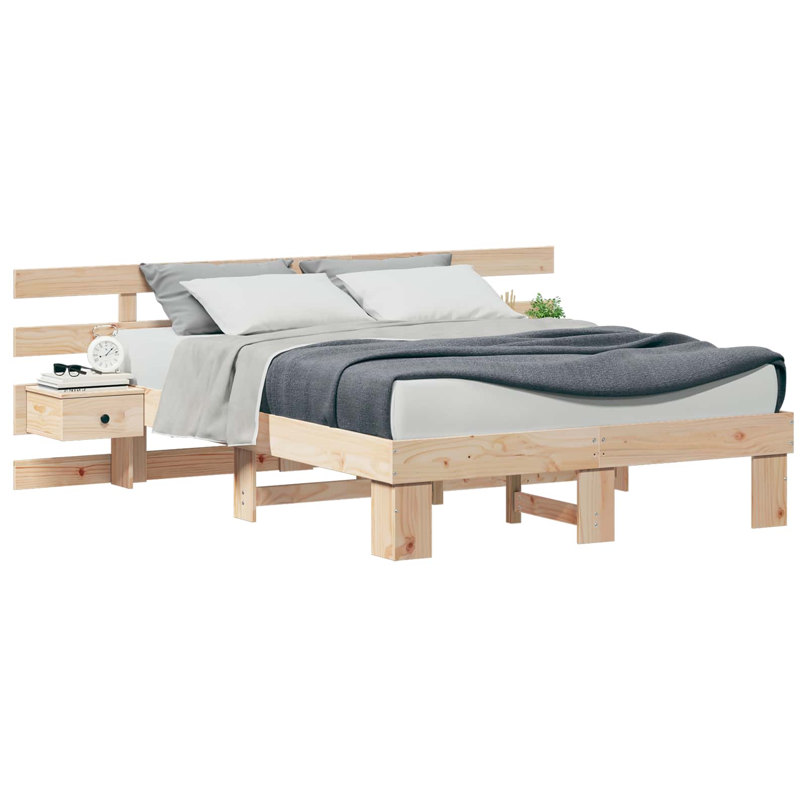 vidaXL Ramka łóżka Brązowy 135 x 190 cm Lite drewno sosnowe
