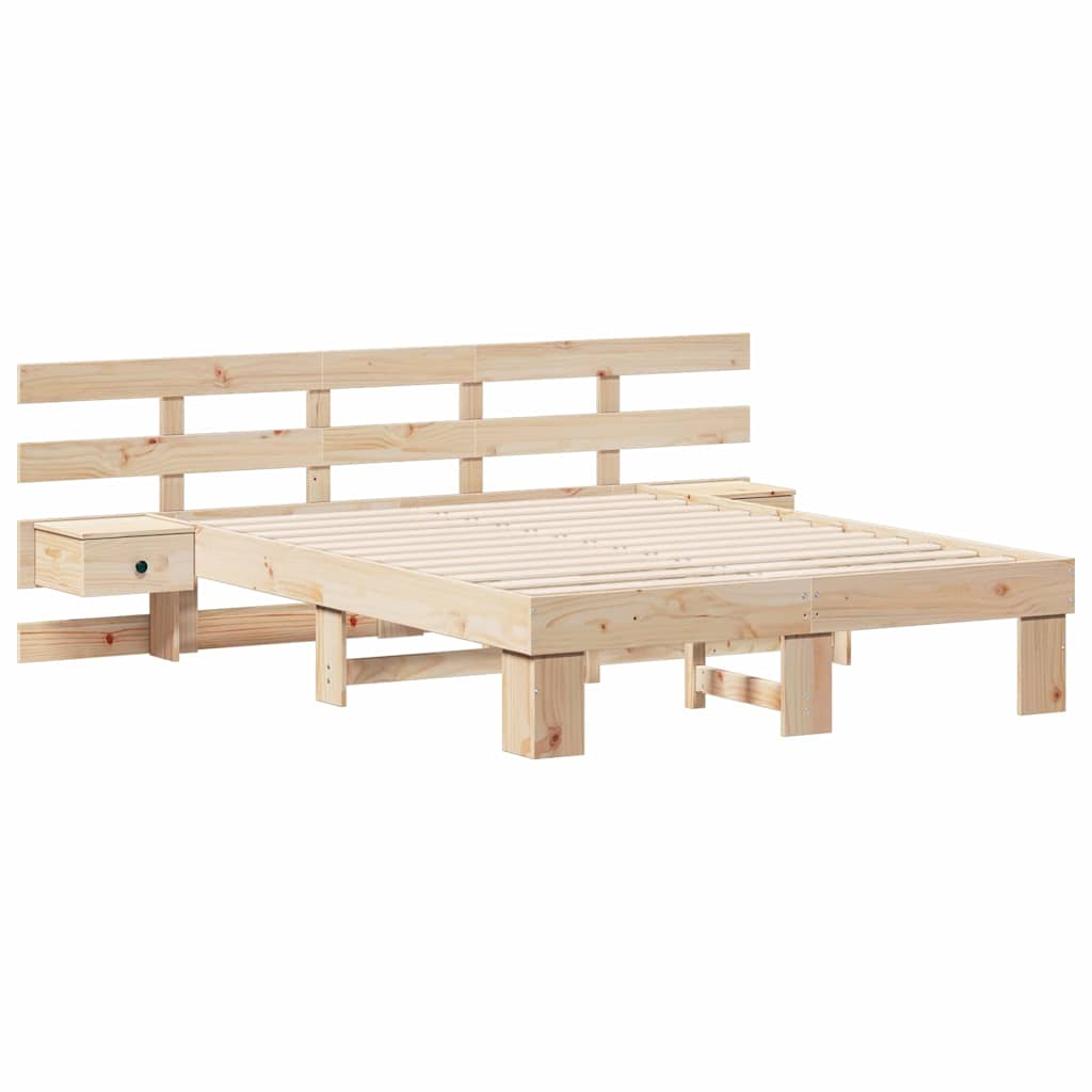 vidaXL Ramka łóżka Brązowy 135 x 190 cm Lite drewno sosnowe