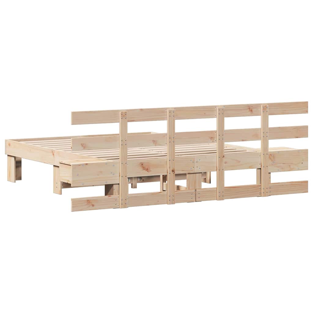 vidaXL Ramka łóżka Brązowy 135 x 190 cm Lite drewno sosnowe