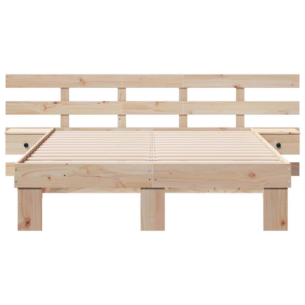 vidaXL Ramka łóżka Brązowy 135 x 190 cm Lite drewno sosnowe