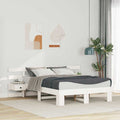 vidaXL Ramka łóżka Z zagłówkiem Biały 135 x 190 cm Lite drewno sosnowe