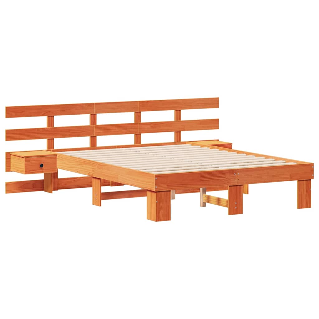vidaXL Ramka łóżka Brązowy 135 x 190 cm Lite drewno sosnowe