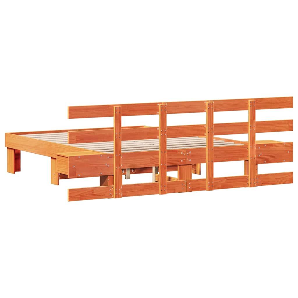 vidaXL Ramka łóżka Brązowy 135 x 190 cm Lite drewno sosnowe