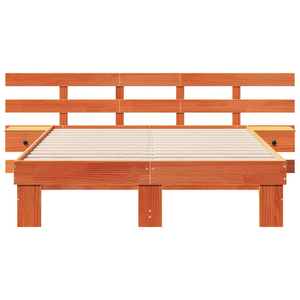 vidaXL Ramka łóżka Brązowy 135 x 190 cm Lite drewno sosnowe