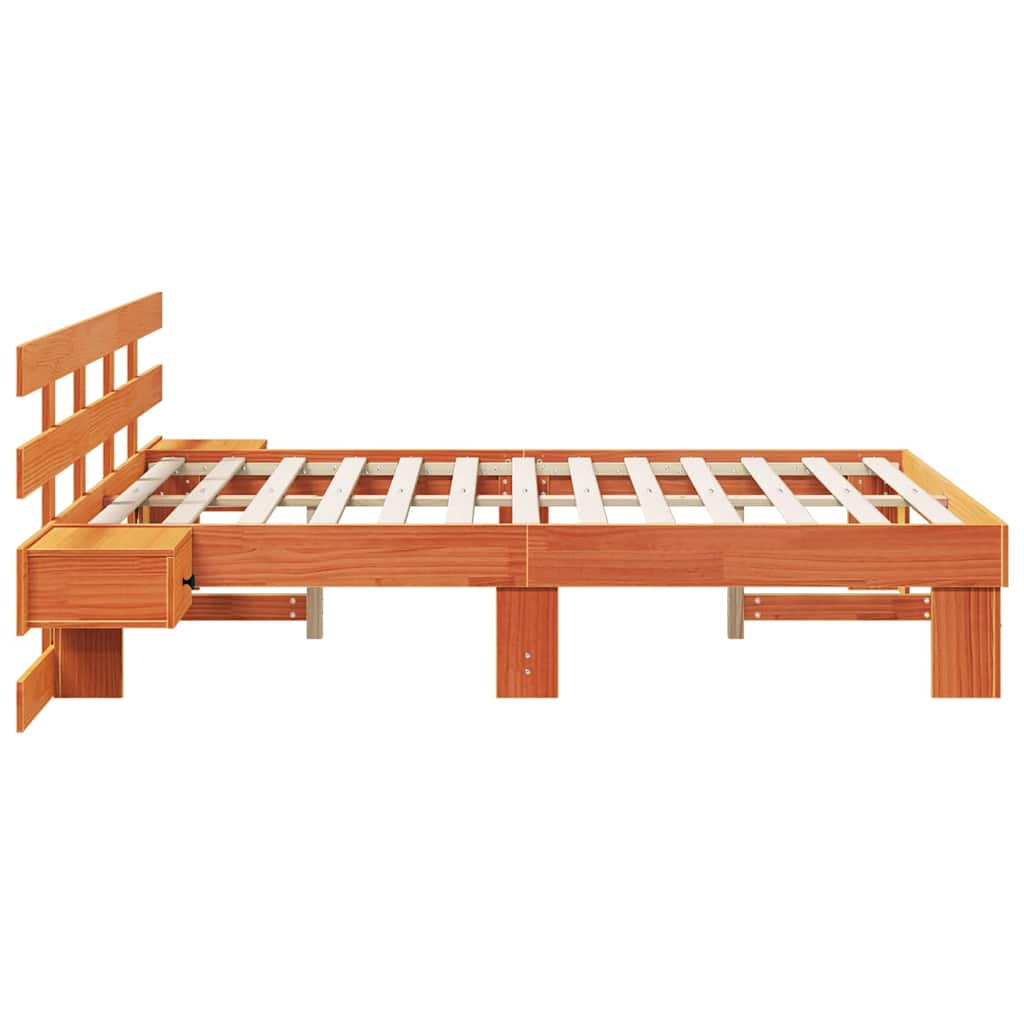 vidaXL Ramka łóżka Brązowy 135 x 190 cm Lite drewno sosnowe