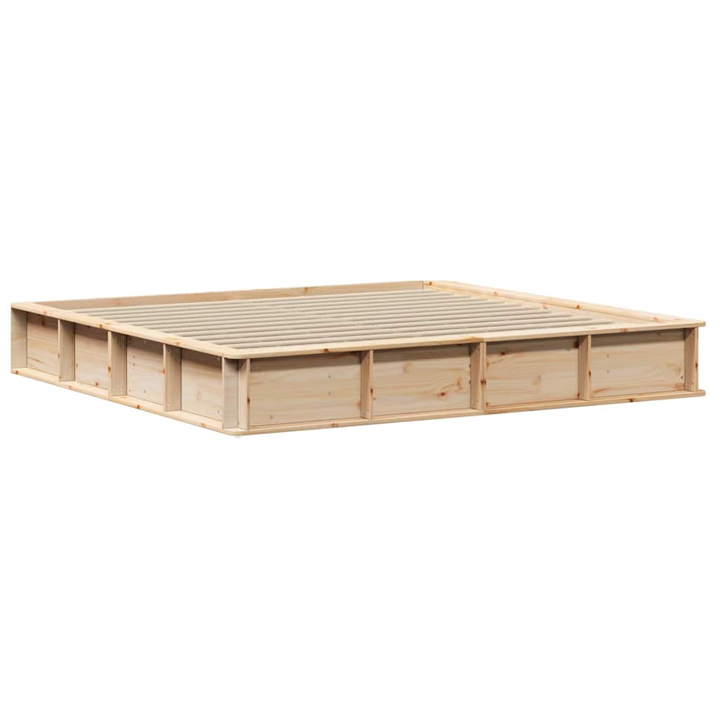 vidaXL Ramka łóżka Brązowy 200 x 200 cm Lite drewno sosnowe