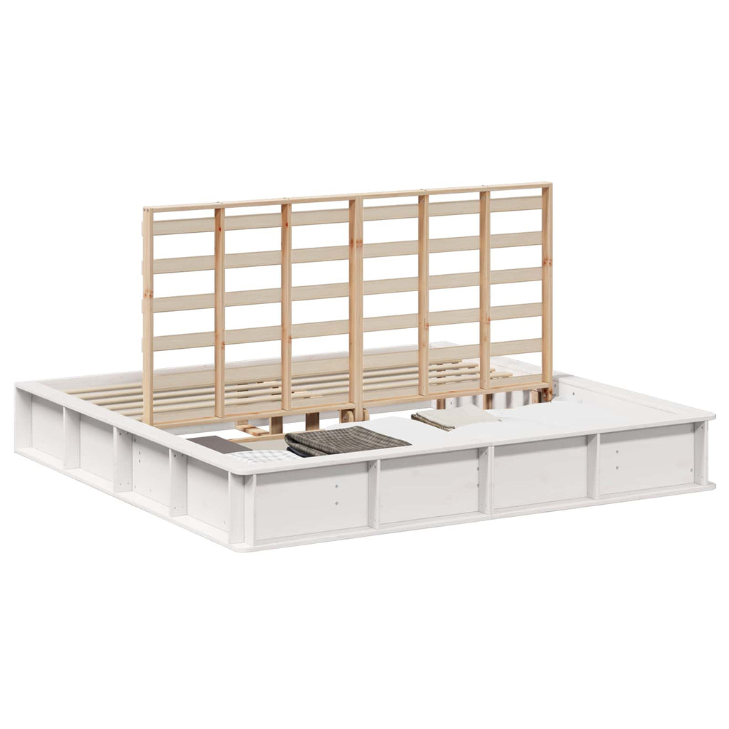 vidaXL Ramka łóżka Biały 200 x 200 cm Lite drewno sosnowe