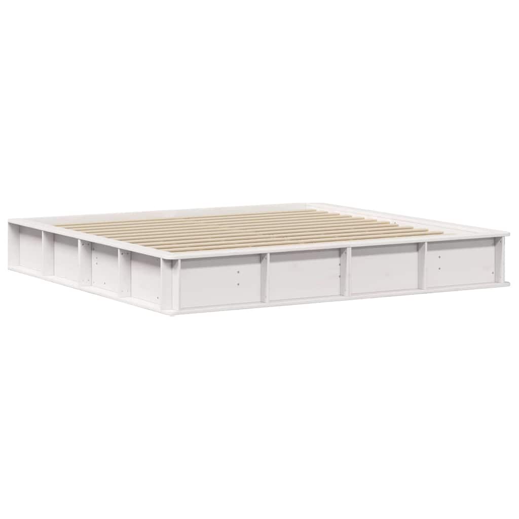 vidaXL Ramka łóżka Biały 200 x 200 cm Lite drewno sosnowe