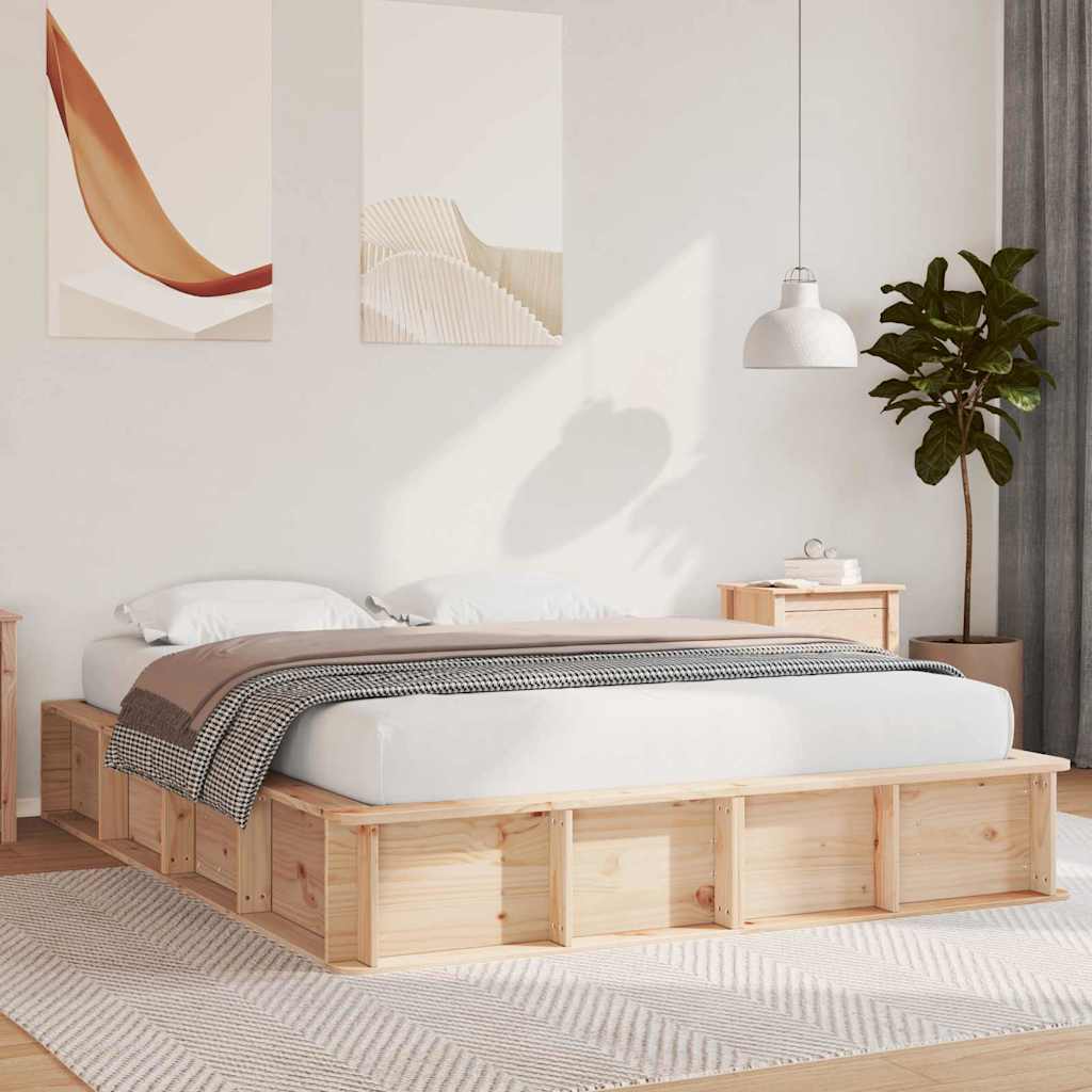 vidaXL Ramka łóżka Brązowy 160 x 200 cm Lite drewno sosnowe