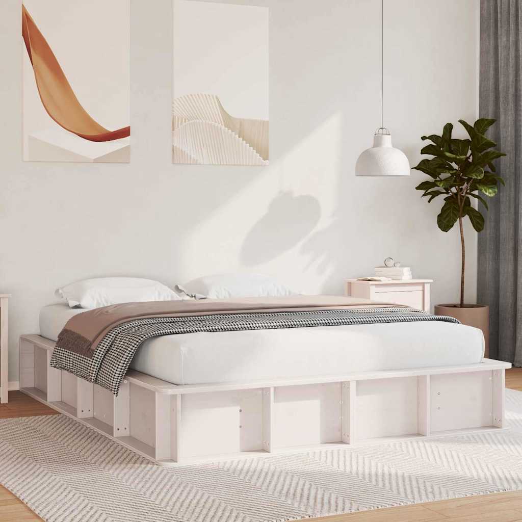 vidaXL Ramka łóżka Biały 160 x 200 cm Lite drewno sosnowe