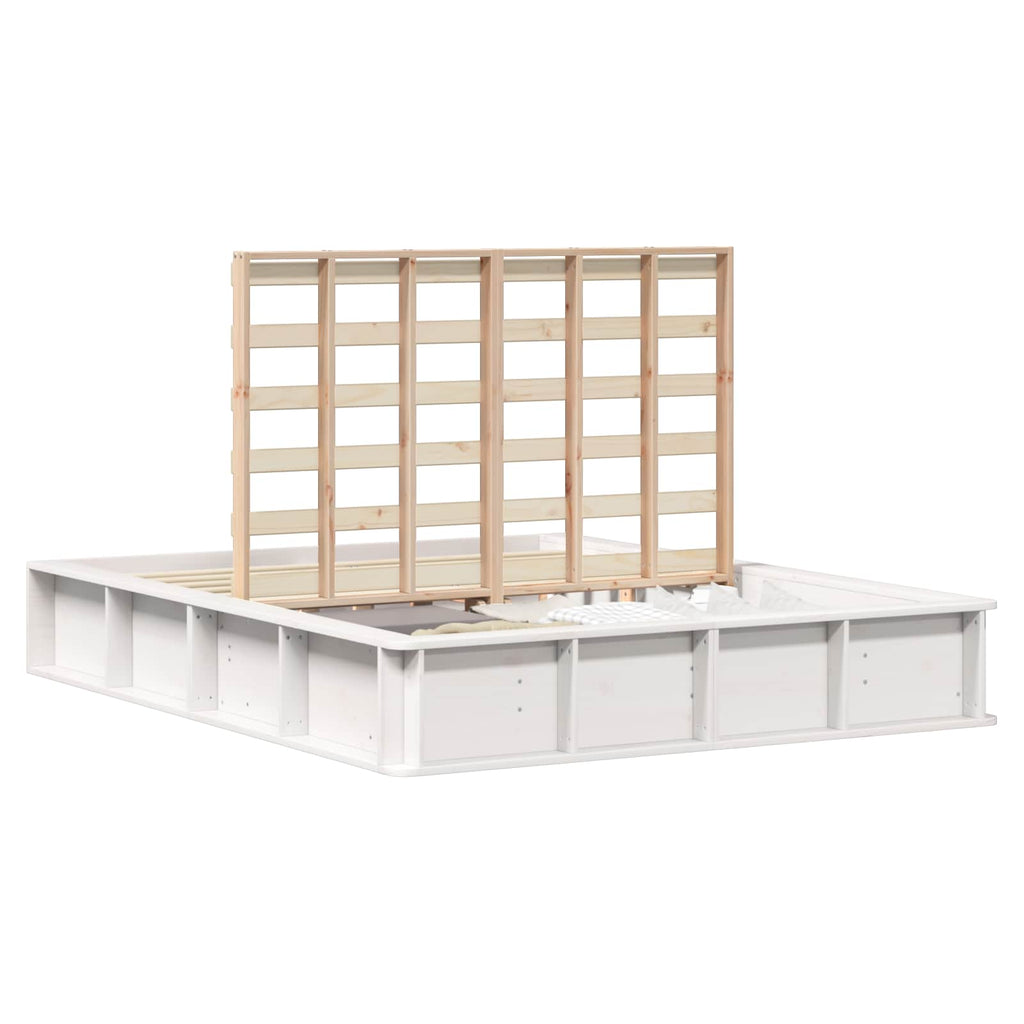vidaXL Ramka łóżka Biały 150 x 200 cm Lite drewno sosnowe