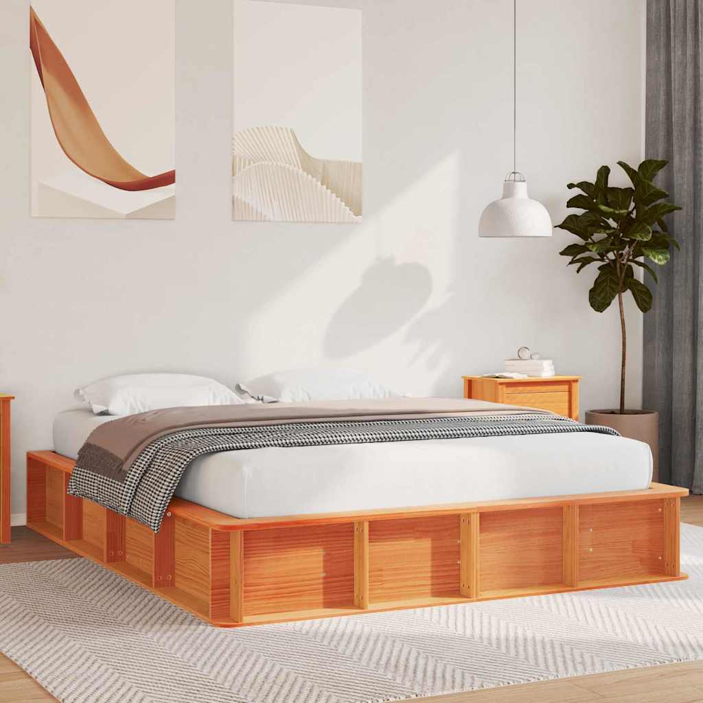 vidaXL Ramka łóżka Woskowy Brąz 150 x 200 cm Lite drewno sosnowe