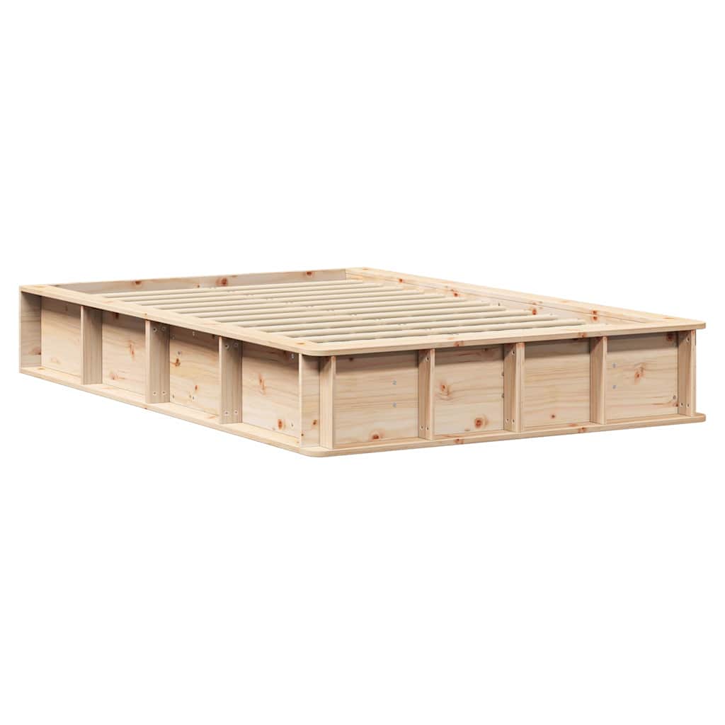 vidaXL Ramka łóżka Brązowy 140 x 200 cm Lite drewno sosnowe