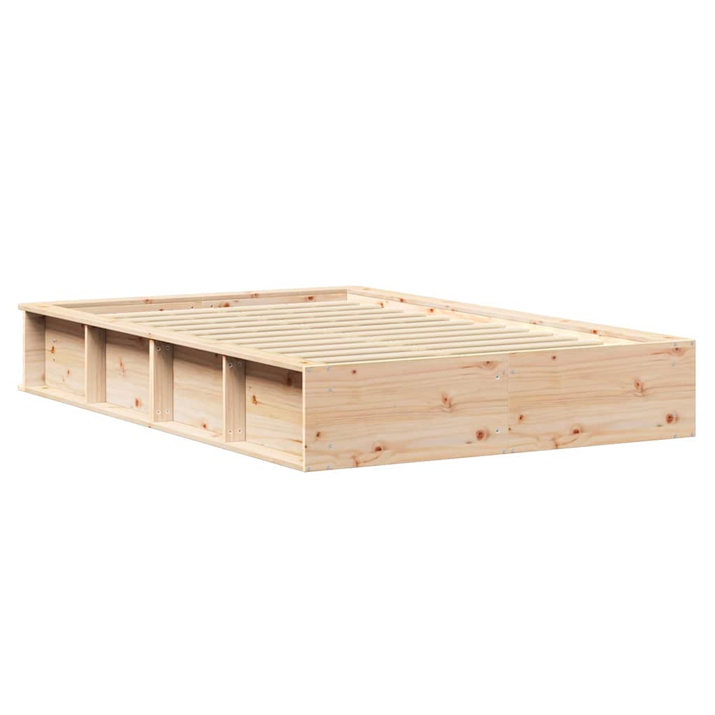 vidaXL Ramka łóżka Brązowy 140 x 200 cm Lite drewno sosnowe