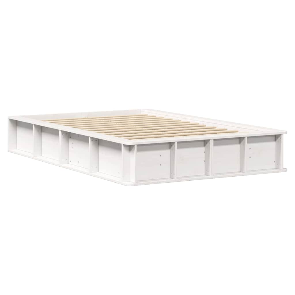 vidaXL Ramka łóżka Biały 140 x 200 cm Lite drewno sosnowe