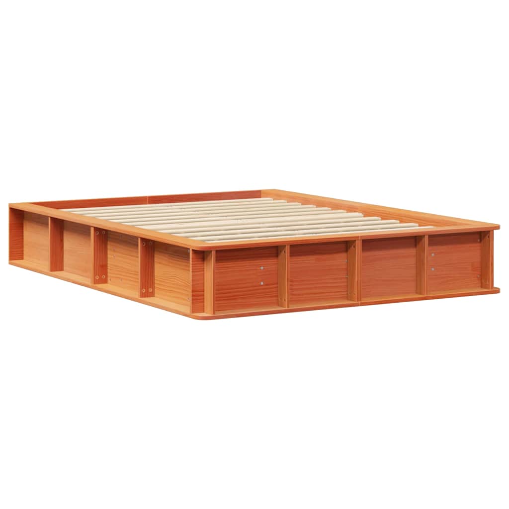 vidaXL Ramka łóżka Woskowy Brąz 140 x 190 cm Lite drewno sosnowe