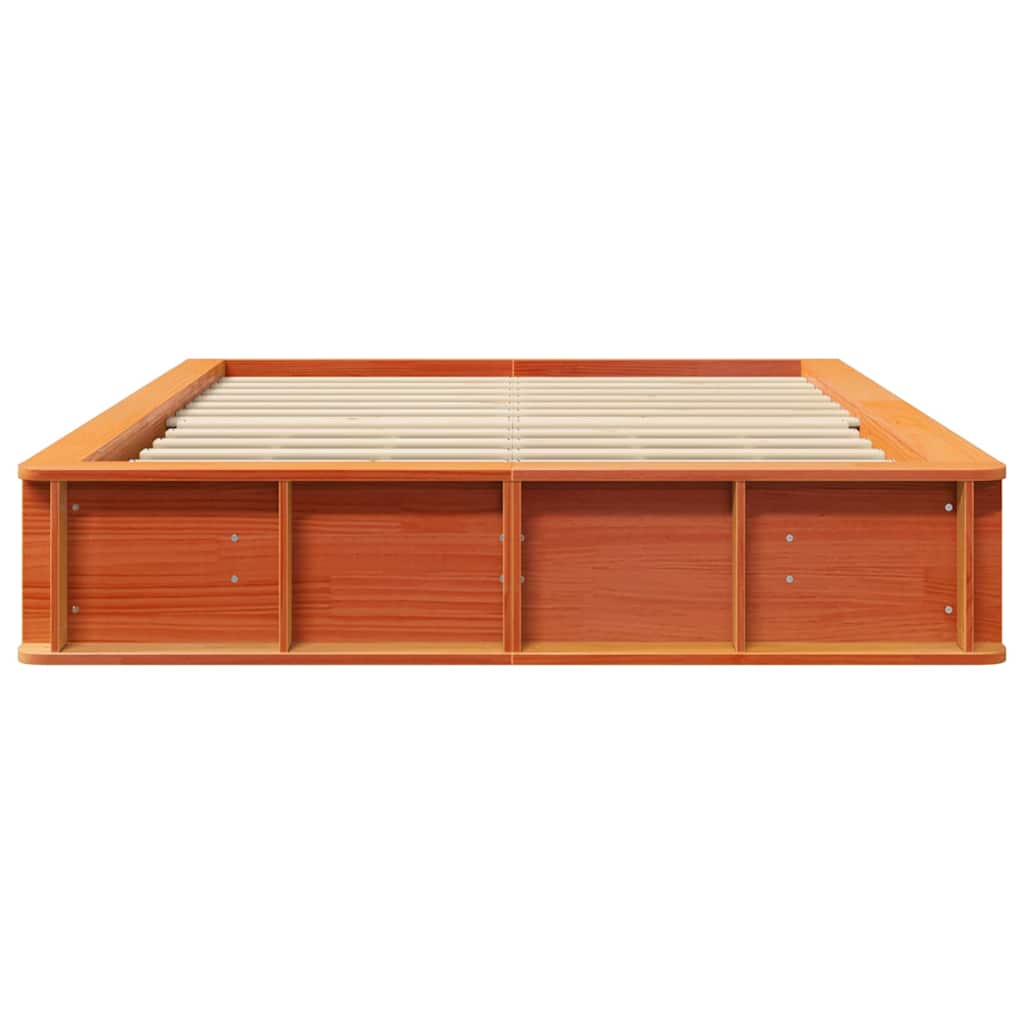 vidaXL Ramka łóżka Woskowy Brąz 140 x 190 cm Lite drewno sosnowe