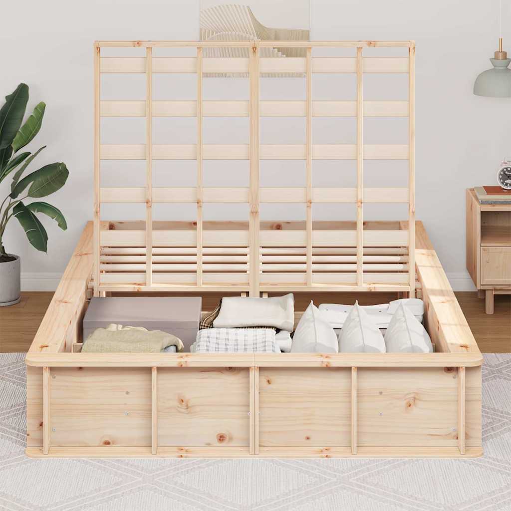 vidaXL Ramka łóżka Brązowy 135 x 190 cm Lite drewno sosnowe