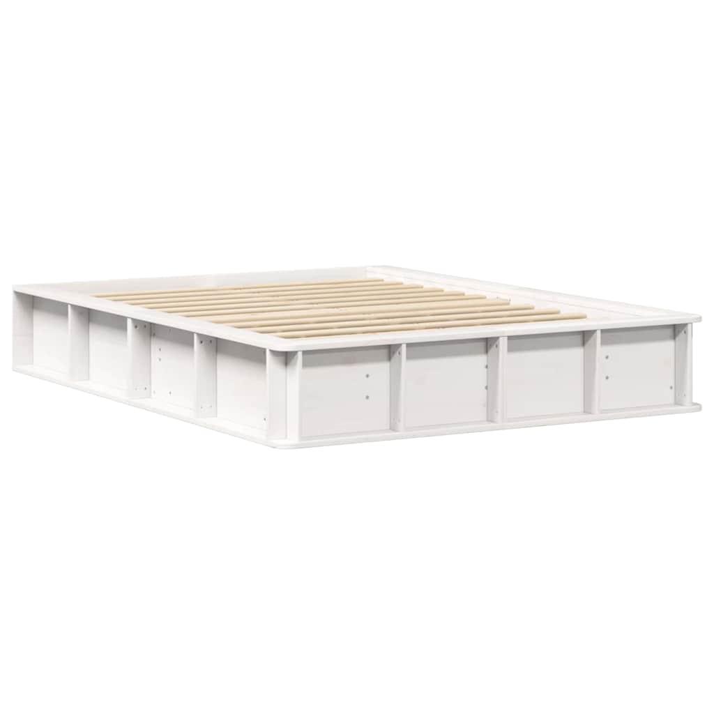 vidaXL Ramka łóżka Biały 135 x 190 cm Lite drewno sosnowe