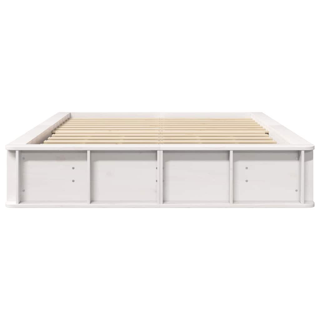 vidaXL Ramka łóżka Biały 135 x 190 cm Lite drewno sosnowe